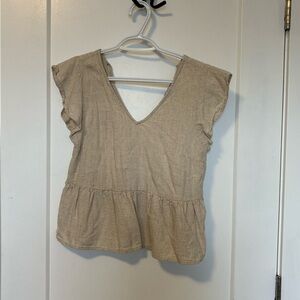 Dex Taupe Ruffle Sleeve Blouse